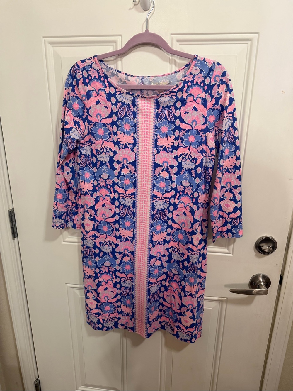 Lilly Pulitzer Pink & Blue Floral Midi Shift Dress